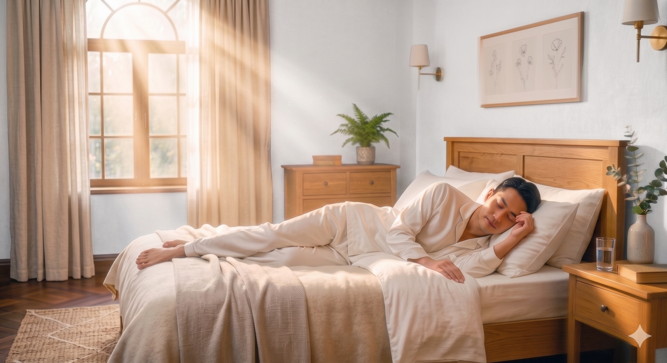 質の高い睡眠を取る男性