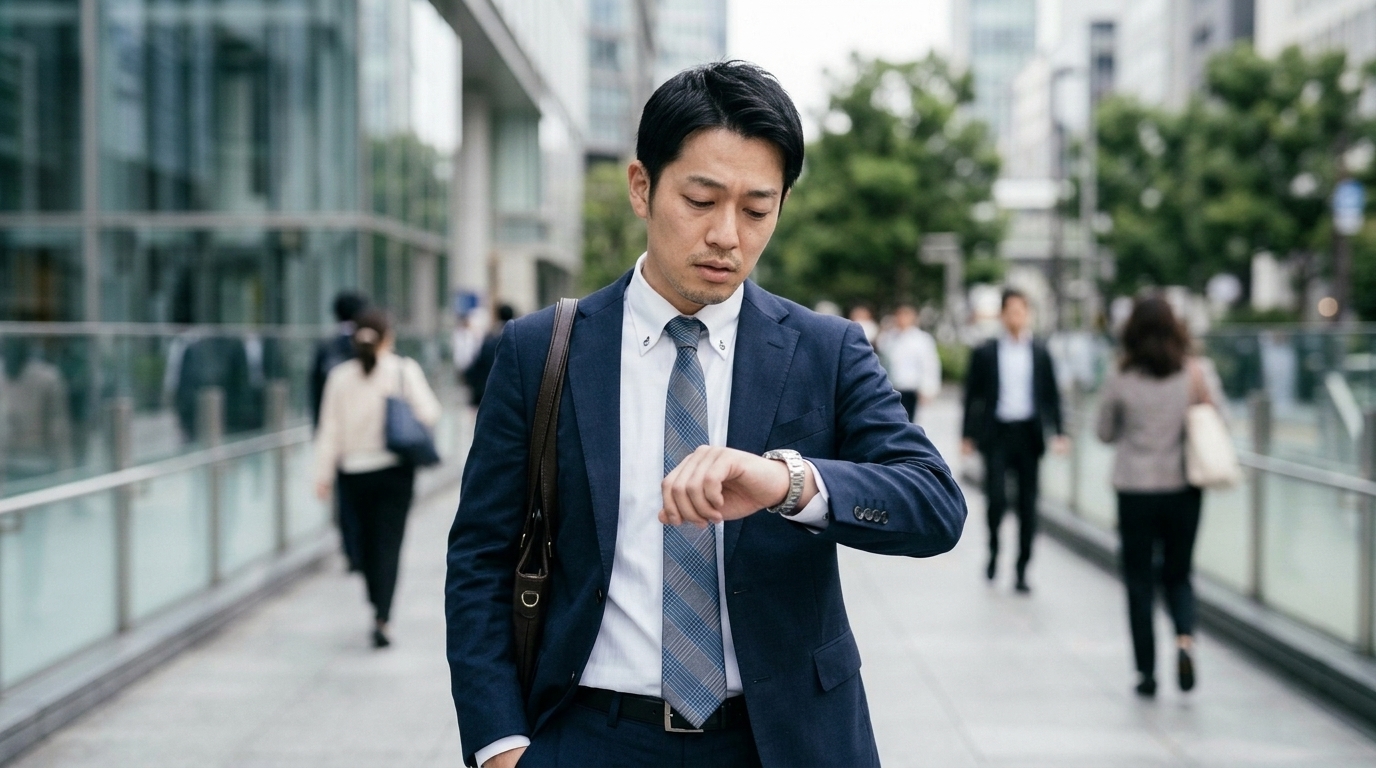 朝の通勤ラッシュと移動時間に疲れを感じる会社員